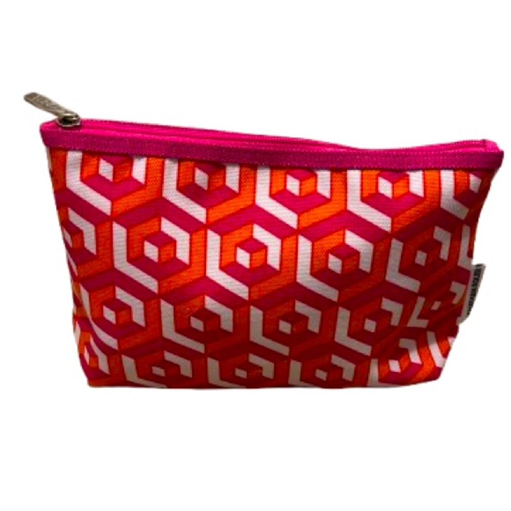 🛍️2/$10 NEW JONATHAN ADLER CLINIQUE MAKEUP BAG PRINTED POUCH HOT PINK ORANGE